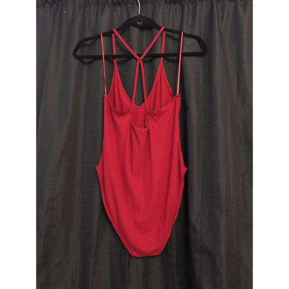 NWNT |Topshop Crisscross Strap Bodysuit |Red| US12 - Picture 2 of 2